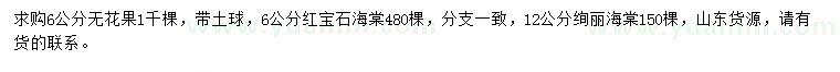 求購無花果、紅寶石海棠、絢麗海棠