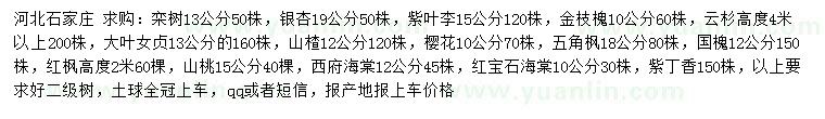 求購欒樹、銀杏、紫葉李等