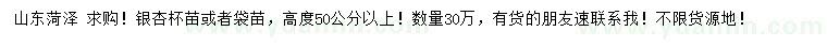 求購高度50公分以上銀杏