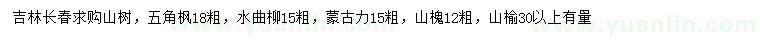 求購五角楓、水曲柳、蒙古力等