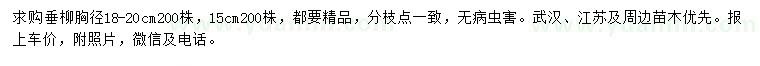 求購胸徑15、18-20公分垂柳