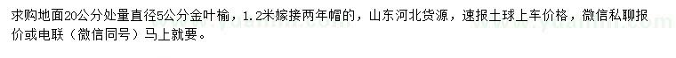求購(gòu)地面20公分處量直徑5公分金葉榆