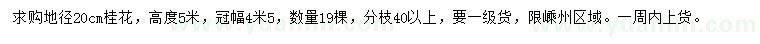求購(gòu)地徑20公分桂花