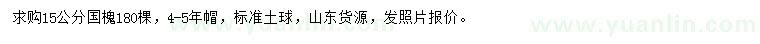 求購15公分國槐