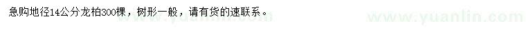 求購(gòu)地徑14公分龍柏