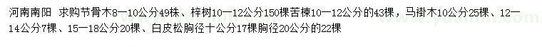 求購節(jié)骨木、梓樹、苦楝等