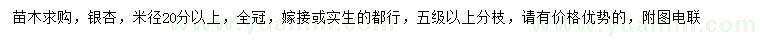 求購米徑20公分以上銀杏