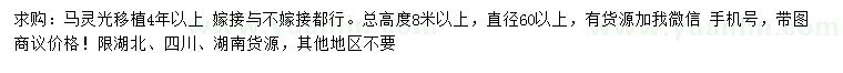 求購直徑60公分以上馬靈光
