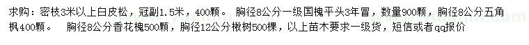 求購白皮松、五角楓、香花槐等