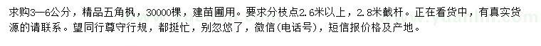 求購3-6公分精品五角楓