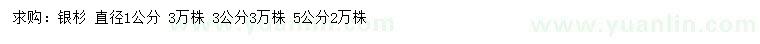 求購直徑1、3、5公分銀杉
