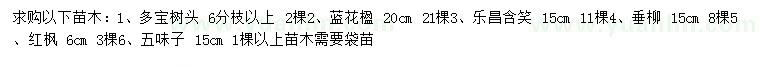 求購(gòu)多寶樹、藍(lán)花楹、樂昌含笑等