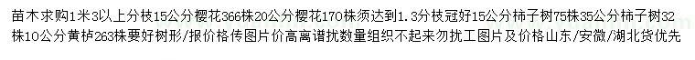 求購(gòu)櫻花、柿子樹(shù)、黃櫨