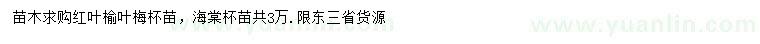 求購(gòu)紅葉榆葉梅、海棠