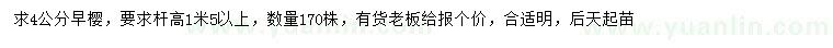 求購4公分早櫻