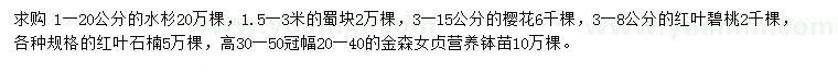 求購(gòu)水杉、蜀檜、櫻花等