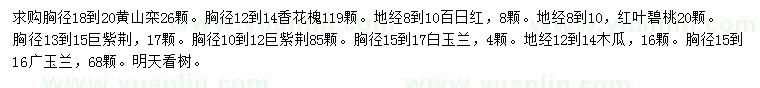 求購(gòu)黃山欒、香花槐、百日紅等