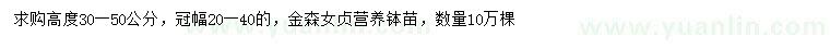 求購高度30-50公分金森女貞