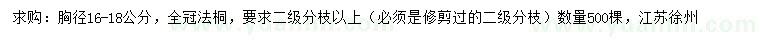 求購(gòu)胸徑16-18公分全冠法桐