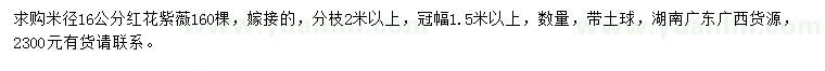 求購米徑16公分紅花紫薇