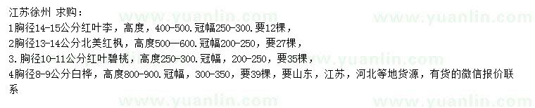 求購紅葉李、北美紅楓、紅葉碧桃等