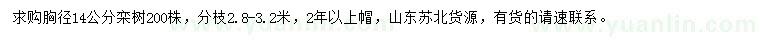求購胸徑14公分欒樹