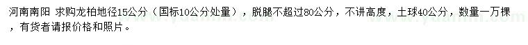 求購10公分處量地徑15公分龍柏