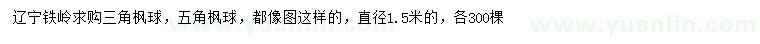求購直徑1.5米三角楓球、五角楓球