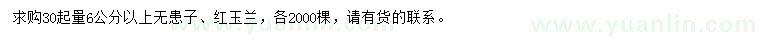 求購30起量6公分以上無患子、紅玉蘭