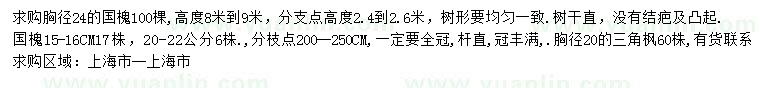求購胸徑15-16、20-22、24公分國槐、20公分三角楓