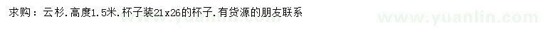求購高度1.5米云杉