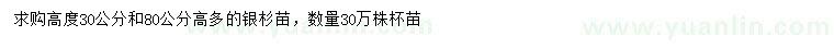 求購(gòu)高度30、80公分高銀杉苗