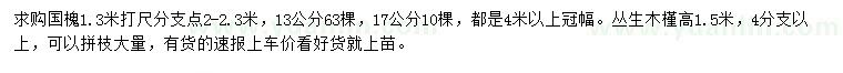 求購(gòu)1.3米量13、17公分國(guó)槐