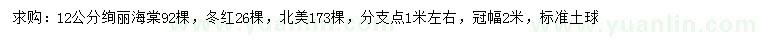 求購絢麗海棠、冬紅海棠、北美海棠