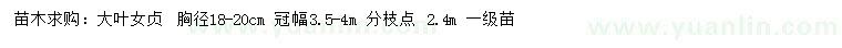 求購胸徑18-20公分大葉女貞
