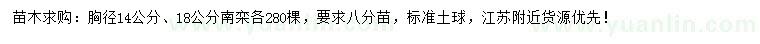 求購(gòu)胸徑14公分、18公分南欒