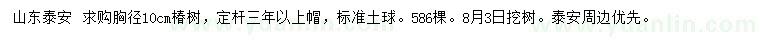 求購(gòu)胸徑10公分椿樹