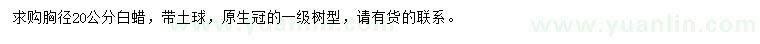 求購胸徑20公分白蠟