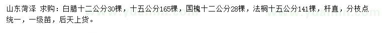 求購(gòu)白臘、國(guó)槐、法桐