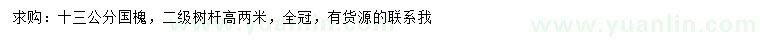 求購(gòu)13公分國(guó)槐