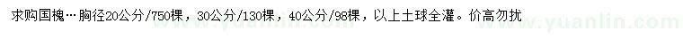 求購(gòu)胸徑20、30、40公分國(guó)槐