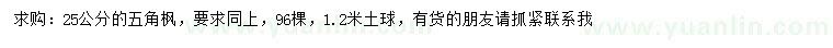 求購25公分五角楓