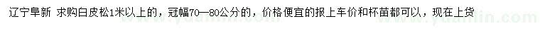 求購1米以上白皮松
