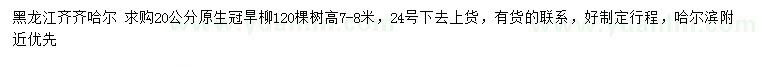 求購20公分原生冠旱柳