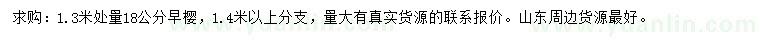 求購1.3米處量18公分早櫻