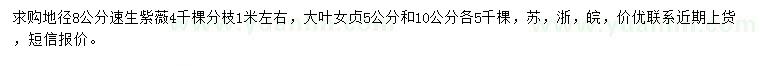 求購(gòu)地徑8公分速生紫薇、5、10公分大葉女貞