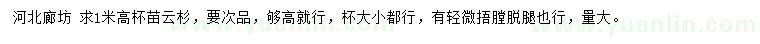 求購(gòu)高1米云杉