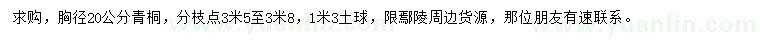 求購胸徑20公分青桐
