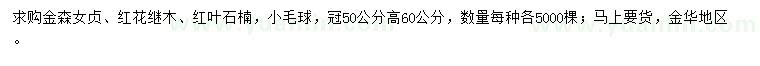 求購(gòu)金森女貞、紅花繼木、紅葉石楠
