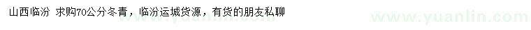 求購(gòu)70公分冬青